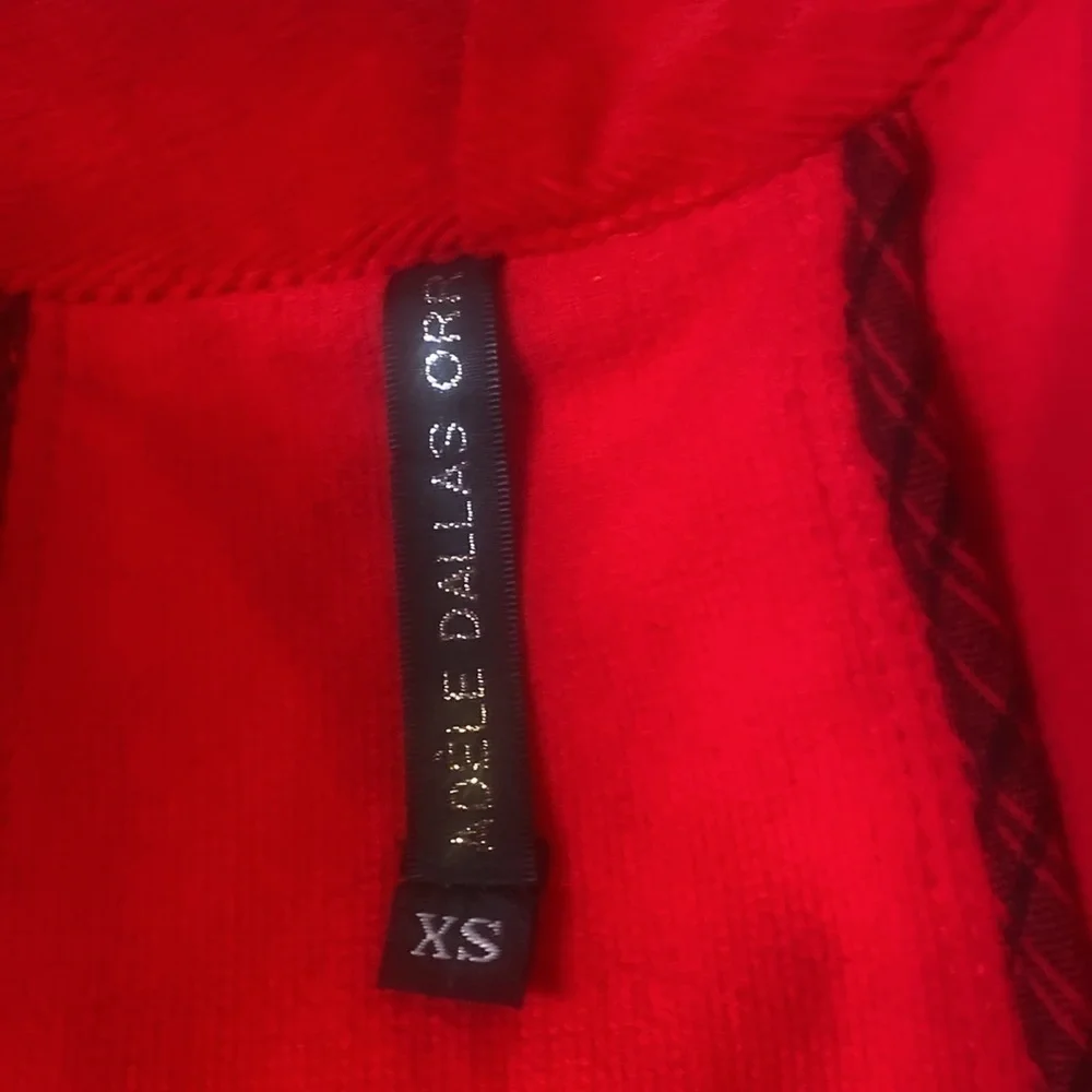 Adele Dallas Orr bright red fine wale corduroy Cropped swing blazer jacket Sz XS